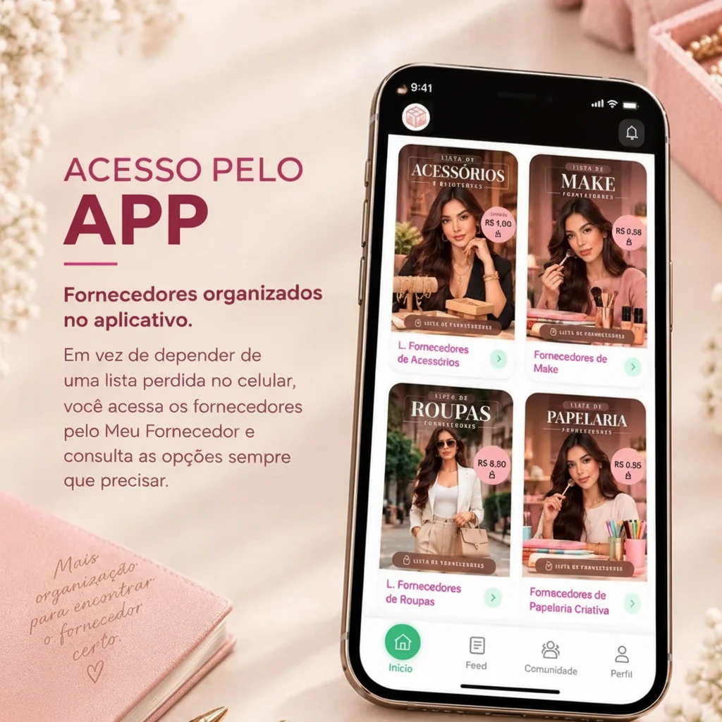 Celular com o aplicativo Meu Fornecedor aberto